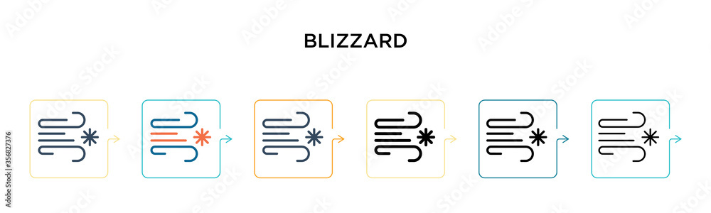 Blizzard vector icon in 6 different modern styles. Black, two colored blizzard icons designed in filled, outline, line and stroke style. Vector illustration can be used for web, mobile, ui Blizzard vector icon in 6 different modern styles. Black, two colored blizzard icons designed in filled, outline, line and stroke style. Vector illustration can be used for web, mobile, ui