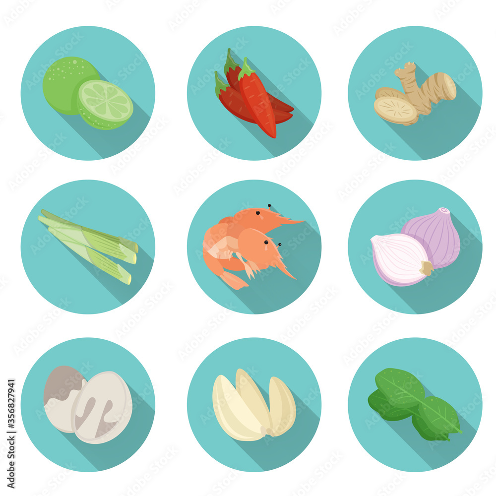 set of icons of thai food