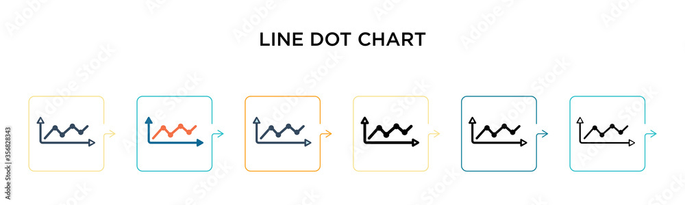 Line dot chart vector icon in 6 different modern styles. Black, two colored line dot chart icons designed in filled, outline, line and stroke style. Vector illustration can be used for web, mobile, ui Line dot chart vector icon in 6 different modern styles. Black, two colored line dot chart icons designed in filled, outline, line and stroke style. Vector illustration can be used for web, mobile, ui
