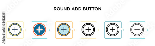 Free Download Round add button vector icon in 6 different modern styles. Black, two colored round add button icons designed in filled, outline, line and stroke style. Vector illustration can be used for web, - GFXLoad