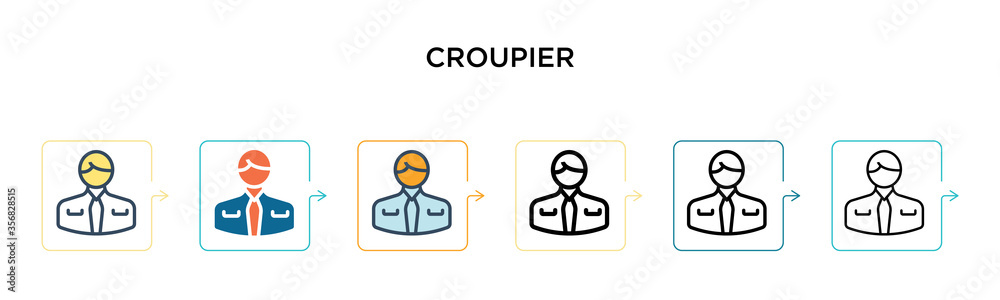 Croupier vector icon in 6 different modern styles. Black, two colored ...