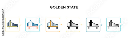 Golden state vector icon in 6 different modern styles. Black, two colored golden state icons designed in filled, outline, line and stroke style. Vector illustration can be used for web, mobile, ui