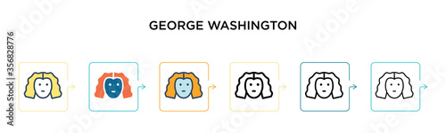 George washington vector icon in 6 different modern styles. Black, two colored george washington icons designed in filled, outline, line and stroke style. Vector illustration can be used for web,
