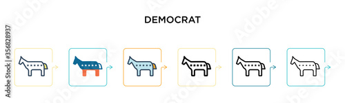 Democrat vector icon in 6 different modern styles. Black, two colored democrat icons designed in filled, outline, line and stroke style. Vector illustration can be used for web, mobile, ui