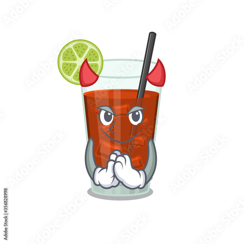 Cuba libre cocktail clothed as devil cartoon character design concept