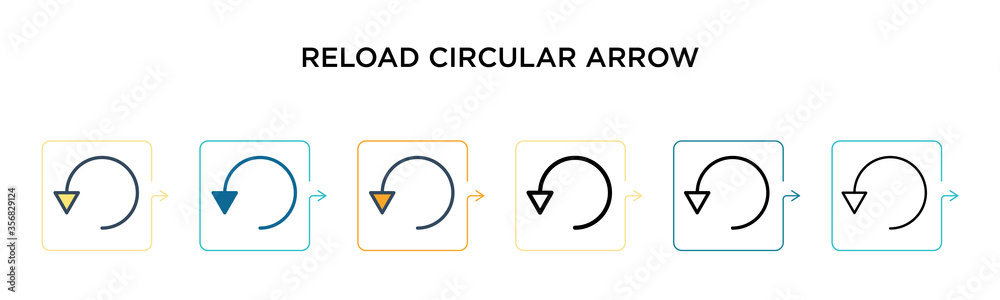 Reload circular arrow vector icon in 6 different modern styles. Black ...