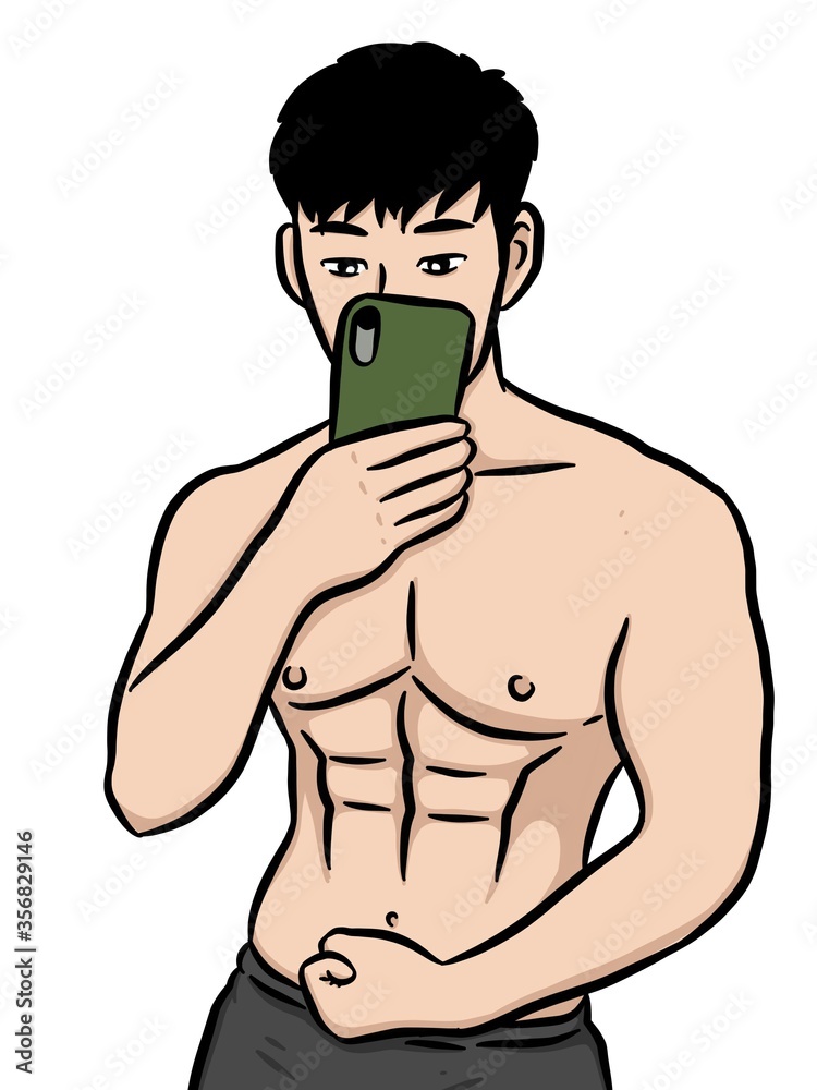 Fototapeta premium cartoon sexy man on white background