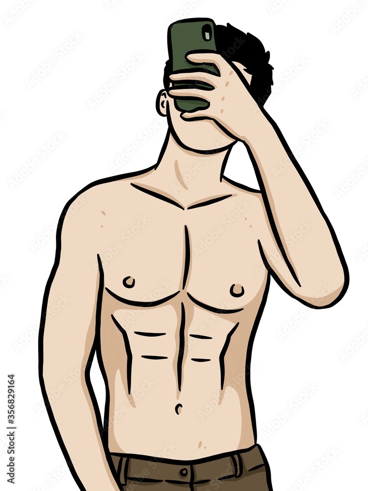 Fototapeta premium cartoon sexy man on white background