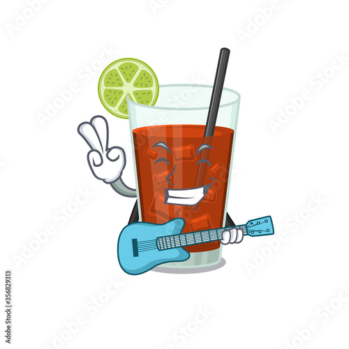brilliant musician of cuba libre cocktail cartoon design playing music with a guitar
