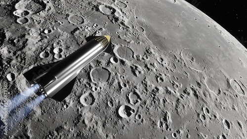 SpaceX Starship satellite, SpaceX Concept Spacecraft in orbit of the Moon 3d render