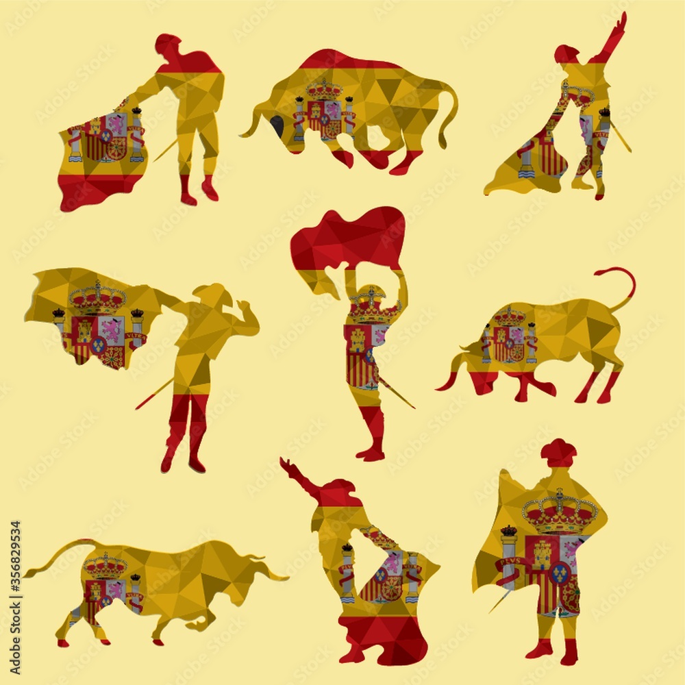 Fototapeta premium set of bullfighting icons