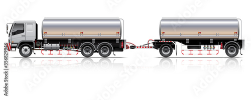 VECTOR EPS10 - tanker trailer truck template, 3+2 axle,
isolate on white background.