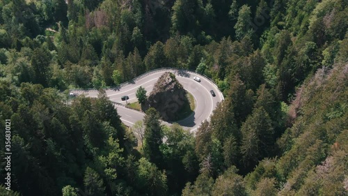 Aerial drone shot of a crazy Street symbolizing the change of mind located somewhere in South Germany photo