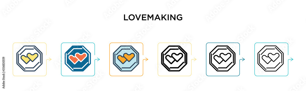 Lovemaking vector icon in 6 different modern styles. Black, two colored lovemaking icons designed in filled, outline, line and stroke style. Vector illustration can be used for web, mobile, ui Lovemaking vector icon in 6 different modern styles. Black, two colored lovemaking icons designed in filled, outline, line and stroke style. Vector illustration can be used for web, mobile, ui