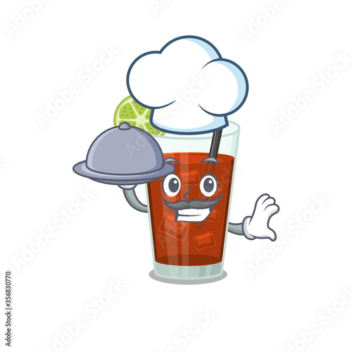mascot design of cuba libre cocktail chef serving food on tray