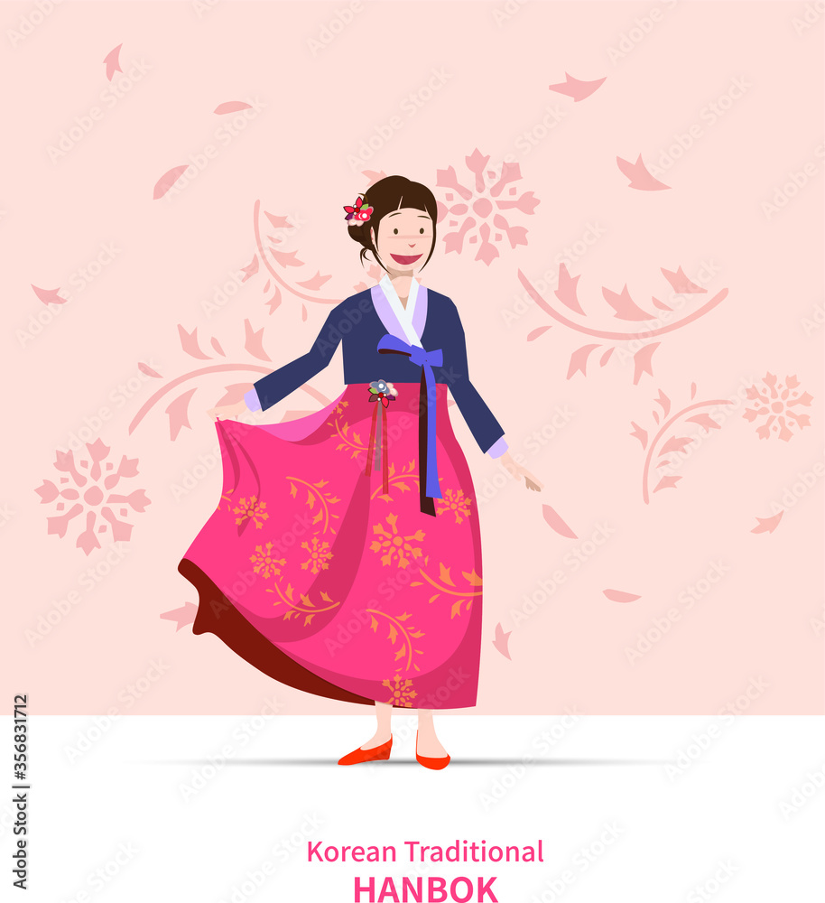 hanbok illustration. korean traditional dress character. hanbok illustration. korean traditional dress character.