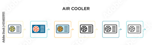 Air cooler vector icon in 6 different modern styles. Black, two colored air cooler icons designed in filled, outline, line and stroke style. Vector illustration can be used for web, mobile, ui
