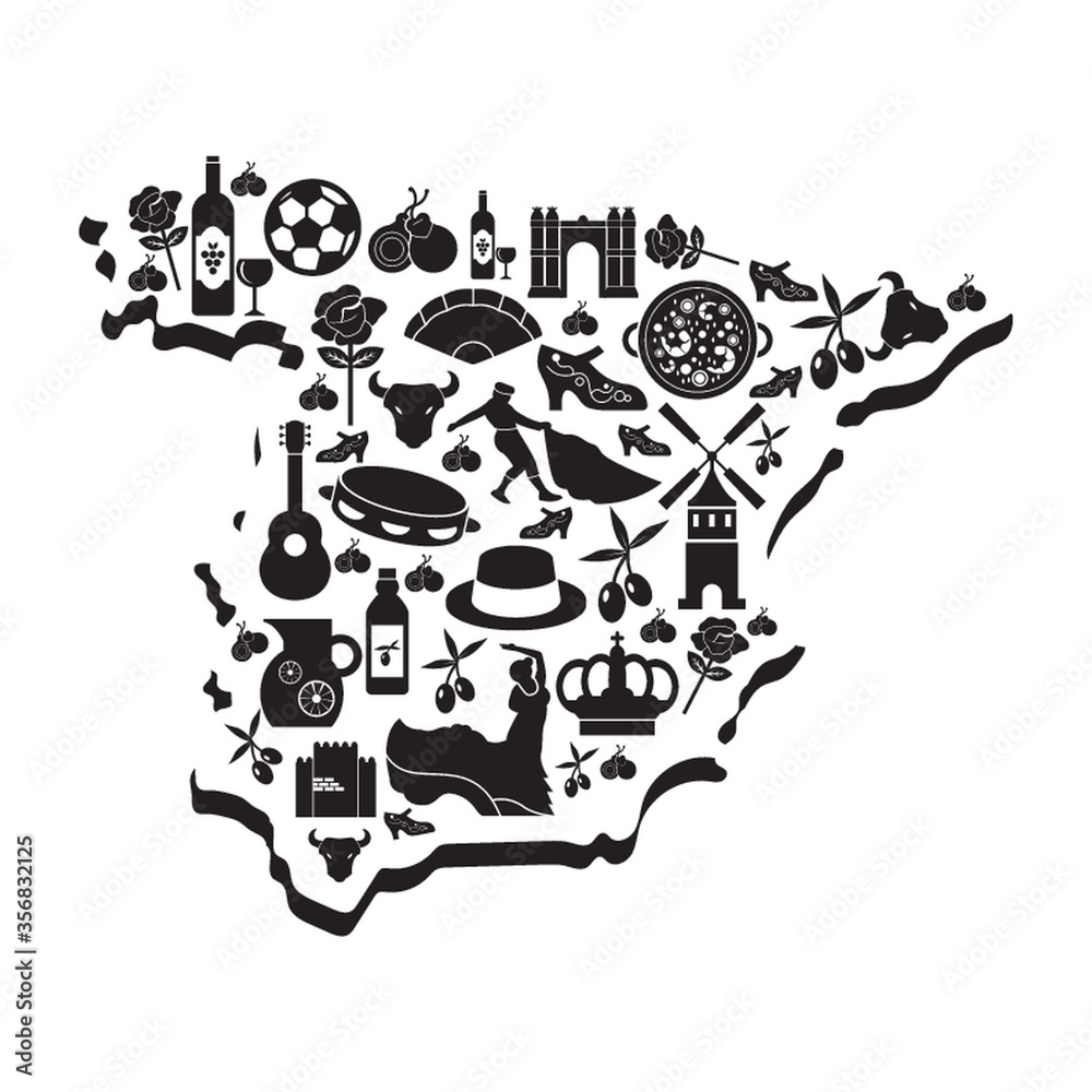 Fototapeta premium spain map with icons