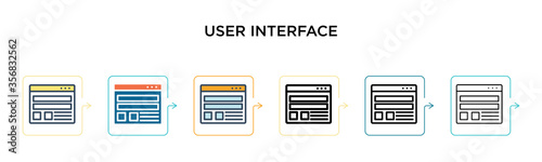 User interface vector icon in 6 different modern styles. Black, two colored user interface icons designed in filled, outline, line and stroke style. Vector illustration can be used for web, mobile, ui