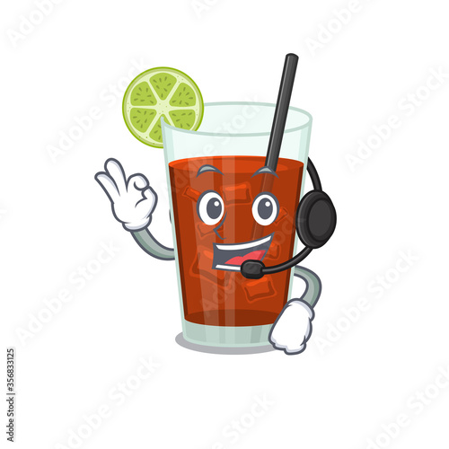 A stunning cuba libre cocktail mascot character concept wearing headphone