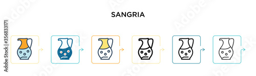 Sangria vector icon in 6 different modern styles. Black, two colored sangria icons designed in filled, outline, line and stroke style. Vector illustration can be used for web, mobile, ui