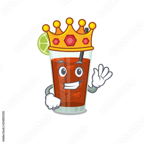 A Wise King of cuba libre cocktail mascot design style with gold crown