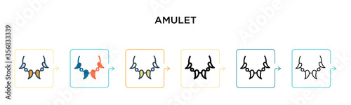Amulet vector icon in 6 different modern styles. Black, two colored amulet icons designed in filled, outline, line and stroke style. Vector illustration can be used for web, mobile, ui