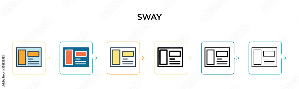 Sway vector icon in 6 different modern styles. Black, two colored sway icons designed in filled, outline, line and stroke style. Vector illustration can be used for web, mobile, ui Sway vector icon in 6 different modern styles. Black, two colored sway icons designed in filled, outline, line and stroke style. Vector illustration can be used for web, mobile, ui