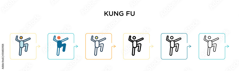 Kung fu vector icon in 6 different modern styles. Black, two colored kung fu icons designed in filled, outline, line and stroke style. Vector illustration can be used for web, mobile, ui Kung fu vector icon in 6 different modern styles. Black, two colored kung fu icons designed in filled, outline, line and stroke style. Vector illustration can be used for web, mobile, ui
