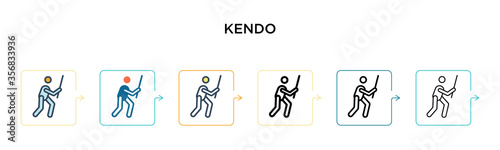 Kendo vector icon in 6 different modern styles. Black  two colored kendo icons designed in filled  outline  line and stroke style. Vector illustration can be used for web  mobile  ui
