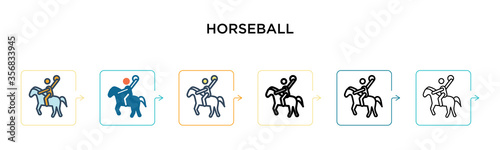 Horseball vector icon in 6 different modern styles. Black, two colored horseball icons designed in filled, outline, line and stroke style. Vector illustration can be used for web, mobile, ui