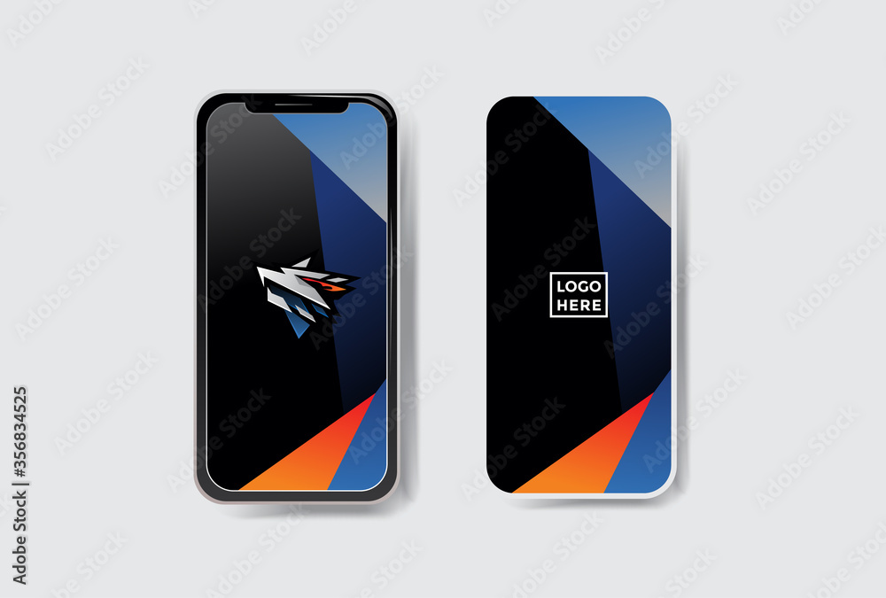pack of gradient orange blue smartphone banner template design. modern illustration vector