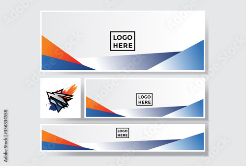 pack of gradient orange blue social media banner background design. modern template illustration vector