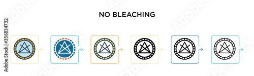 No bleaching vector icon in 6 different modern styles. Black, two colored no bleaching icons designed in filled, outline, line and stroke style. Vector illustration can be used for web, mobile, ui