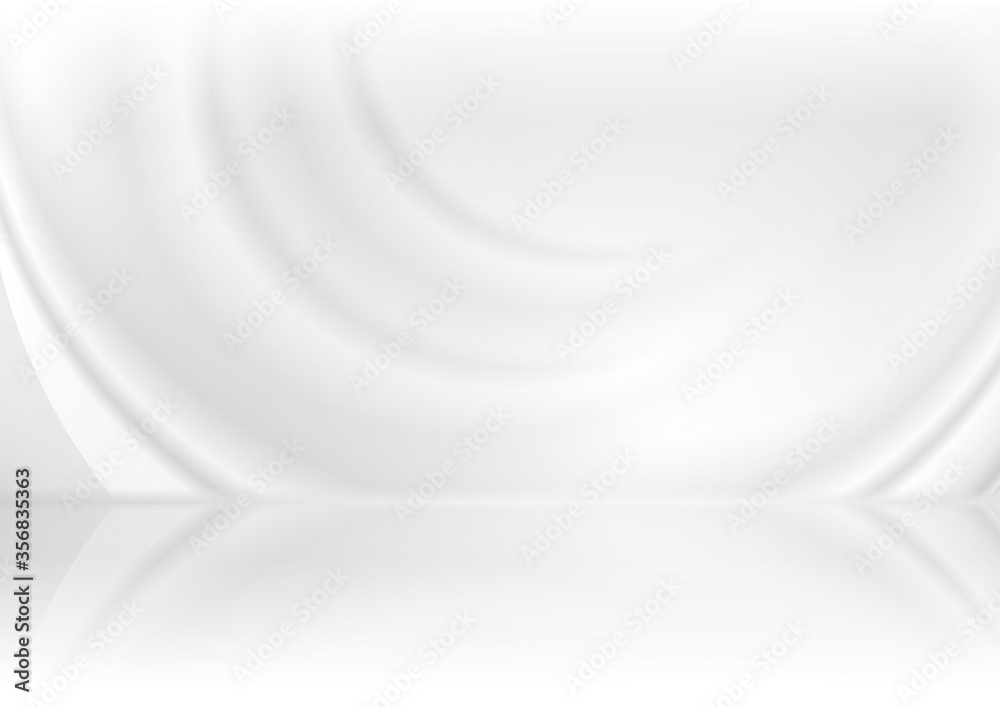 Grey and white smooth waves abstract tech background with reflection. Vector futuristic light design Grey and white smooth waves abstract tech background with reflection. Vector futuristic light design