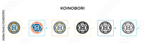 Koinobori vector icon in 6 different modern styles. Black, two colored koinobori icons designed in filled, outline, line and stroke style. Vector illustration can be used for web, mobile, ui photo