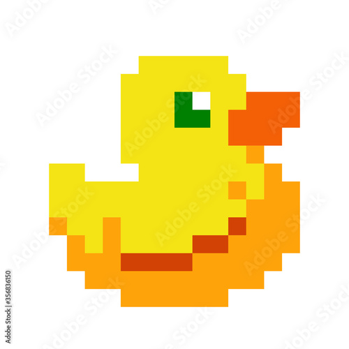 8 bit Pixel duck image. Animal Vector Illustration of pixel art. © Two Pixel