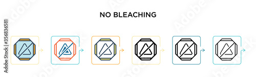 No bleaching vector icon in 6 different modern styles. Black, two colored no bleaching icons designed in filled, outline, line and stroke style. Vector illustration can be used for web, mobile, ui