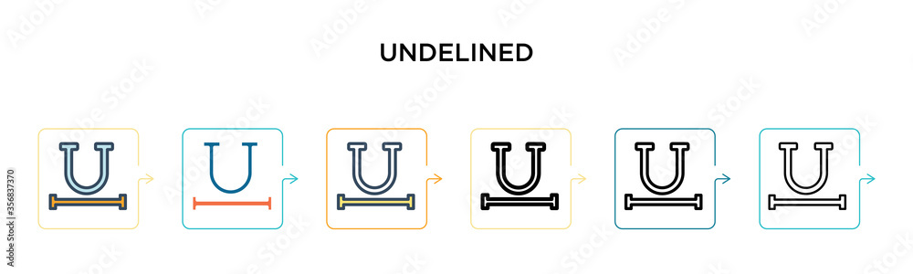 Undelined vector icon in 6 different modern styles. Black, two colored undelined icons designed in filled, outline, line and stroke style. Vector illustration can be used for web, mobile, ui Undelined vector icon in 6 different modern styles. Black, two colored undelined icons designed in filled, outline, line and stroke style. Vector illustration can be used for web, mobile, ui