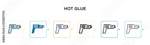 Hot glue vector icon in 6 different modern styles. Black, two colored hot glue icons designed in filled, outline, line and stroke style. Vector illustration can be used for web, mobile, ui