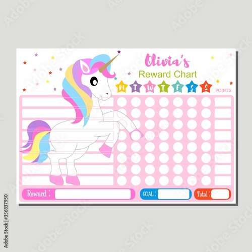 unicorn reward chart for kids