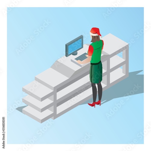 female cashier at checkout counter