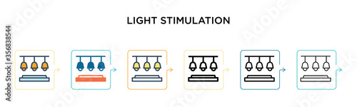 Light stimulation vector icon in 6 different modern styles. Black, two colored light stimulation icons designed in filled, outline, line and stroke style. Vector illustration can be used for web,