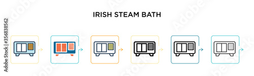Irish steam bath vector icon in 6 different modern styles. Black, two colored irish steam bath icons designed in filled, outline, line and stroke style. Vector illustration can be used for web,