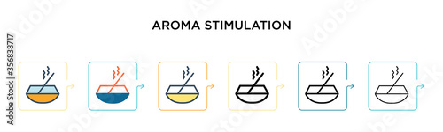 Aroma stimulation vector icon in 6 different modern styles. Black, two colored aroma stimulation icons designed in filled, outline, line and stroke style. Vector illustration can be used for web,