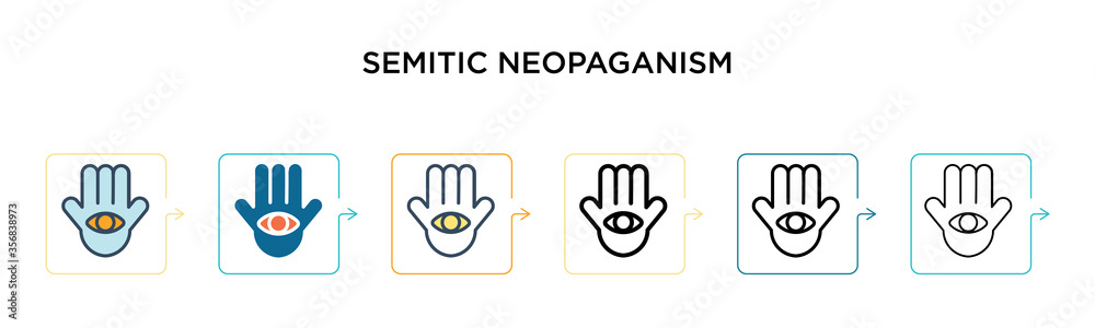 Semitic neopaganism vector icon in 6 different modern styles. Black, two colored semitic neopaganism icons designed in filled, outline, line and stroke style. Vector illustration can be used for web, Semitic neopaganism vector icon in 6 different modern styles. Black, two colored semitic neopaganism icons designed in filled, outline, line and stroke style. Vector illustration can be used for web,