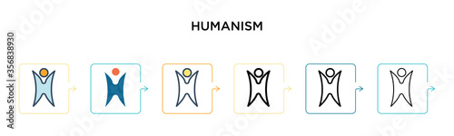 Humanism vector icon in 6 different modern styles. Black, two colored humanism icons designed in filled, outline, line and stroke style. Vector illustration can be used for web, mobile, ui photo
