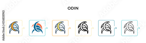 Odin vector icon in 6 different modern styles. Black  two colored odin icons designed in filled  outline  line and stroke style. Vector illustration can be used for web  mobile  ui