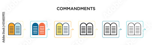 Commandments vector icon in 6 different modern styles. Black, two colored commandments icons designed in filled, outline, line and stroke style. Vector illustration can be used for web, mobile, ui