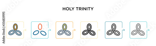 Holy trinity vector icon in 6 different modern styles. Black, two colored holy trinity icons designed in filled, outline, line and stroke style. Vector illustration can be used for web, mobile, ui